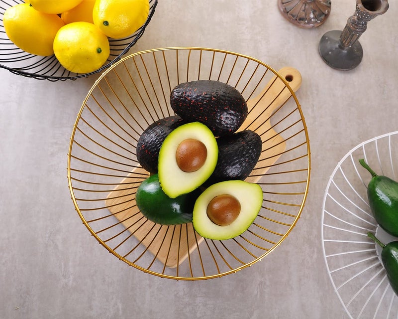 IBWell High Style Curved-Edge Modern Creative Stylish Single Tier Dish,Metal Iron Wire Fruit Vegetables Bread Decorative Stand Serving Bowls Basket Holder (Gold) - Image 5